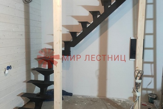 Лестница на металлическом монокосоуре в селе Микулино